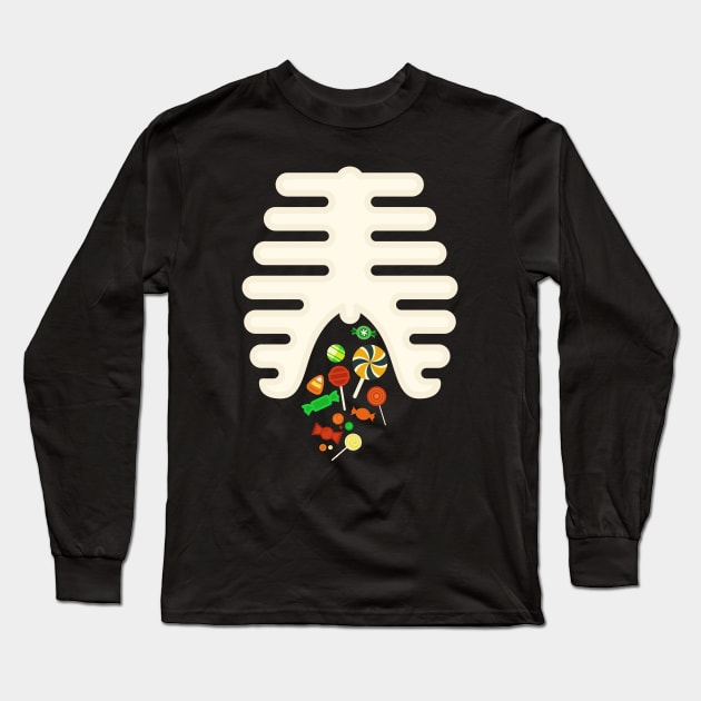 Halloween Trick or Treat X-Ray Candy Long Sleeve T-Shirt by Contentarama